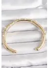 Pirinç Gold Renk Zirkon Taşlı İncili Kadın Bilezik