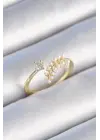  Altın Zirkon Taşlı İncili Yaprak Model Çelik Yüzük