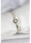 Pirinç Gold Renk Zirkon Taşlı Çelik Kadın Bileklik Xuping