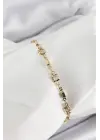 Pirinç Gold Renk Zirkon Taşlı Kadın Bileklik