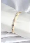Pirinç Gold Renk Zirkon Taşlı Kadın Bileklik