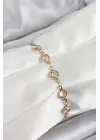 Pirinç Gold Renk Zirkon Taşlı Kadın Bileklik