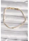 Pirinç Gold Renk Zirkon Taşlı Kadın Bileklik