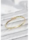 Çelik Gold Renk Zirkon Taşlı Kadın Kelepçe Bileklik
