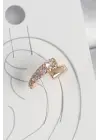 Çelik Gold Renk Zirkon Taşlı Kadın Kıkırdak Küpe