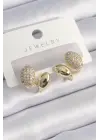  Altın Zirkon Taşlı Çelik Küpe