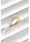 Pirinç Gold Renk Zirkon Taşlı Kadın Yüzük