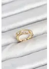 Pirinç Gold Renk Zirkon Taşlı Kadın Yüzük