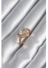  Altın Zirkon Taşlı Kalp Charm Model Çelik Yüzük