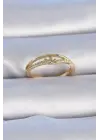  Altın Zirkon Taşlı Kalp Model Çelik Yüzük