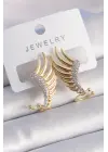  Altın Zirkon Taşlı Kanat Model Çelik Küpe
