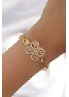 Pirinç Gold Renk Zirkon Taşlı Kelebek Figürlü Parçalı Model Bileklik