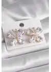  Altın Zirkon Taşlı Kelebek Model Çelik Küpe
