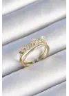  Altın Zirkon Taşlı Kelebek Model Çelik Yüzük
