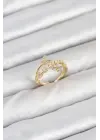 Pirinç Gold Renk Zirkon Taşlı Kelebek Model Kadın Yüzük
