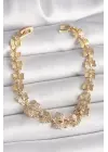 Pirinç Gold Renk Zirkon Taşlı Kelebek Model Zincir Kadın Bileklik