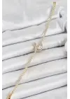 Pirinç Gold Renk Zirkon Taşlı Kuğu Model Kadın Bileklik