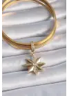 Çelik Gold Renk Zirkon Taşlı Kutup Yıldızı Ajda Charm