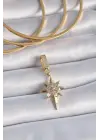Pirinç Gold Renk Zirkon Taşlı Kutup Yıldızı Model Ajda Charm