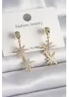  Altın Zirkon Taşlı Kutup Yıldızı Model Çelik Küpe