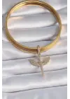 Pirinç Gold Renk Zirkon Taşlı Mikail Model Ajda Charm