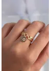  Altın Zirkon Taşlı Nazar Boncuk Model Ayarlamalı Yüzük