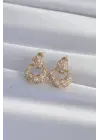  Altın Zirkon Taşlı Oval Form Küpe