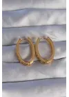  Altın Zirkon Taşlı Oval Model Küpe