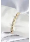 Pirinç Gold Renk Zirkon Taşlı Sarmal Model Kadın Bileklik