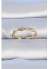  Altın Zirkon Taşlı Sarmal Model Çelik Yüzük