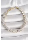 Pirinç Gold Renk Zirkon Taşlı Su Yolu Model Xuping Exclusive VIP Seri Kadın Bileklik