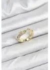 Pirinç Gold Renk Zirkon Taşlı Vintage Kadın Yüzük