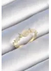  Altın Zirkon Taşlı Yıldız Detay Beyaz Mineli Çelik Yüzük