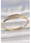 Pirinç Gold Renk Zirkon Taşlı Yıldız İşlemeli Kadın Kelepçe