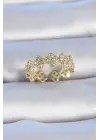  Altın Zirkon Taşlı Yonca Model Çelik Yüzük