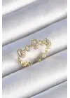  Altın Zirkon Taşlı Yuvarlak Zincir Model Çelik Yüzük