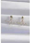  Altın Zirkon Taşlı Zikzak Küpe
