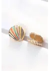  Altınli Mineli Deniz Kabuğu Küpe