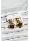 Çelik Gold Siyah Renk Vintage Kadın Küpe