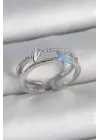 Pirinç Gümüş Renk 2Li Zirkon Taşlı Mavi Yıldız Figür Ayarlanabilir Kadın Yüzük