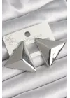  Gümüş 3D Üçgen Model Çelik Küpe
