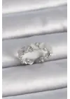  Gümüş Ayarlanabilir Zirkon Taşlı Beyaz Mineli Model Çelik Yüzük