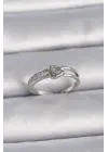  Gümüş Ayarlanabilir Zirkon Taşlı Düğüm Kalp Model Çelik Yüzük