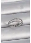  Gümüş Ayarlanabilir Zirkon Taşlı Çelik Yüzük
