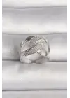  Gümüş Ayarlanabilir Zirkon Taşlı Çelik Yüzük
