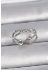  Gümüş Ayarlanabilir Zirkon Taşlı Sarmal Model Çelik Yüzük