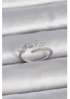  Gümüş Ayarlanabilir Zirkon Taşlı Yaprak Model Çelik Yüzük