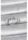  Gümüş Ayarlanabilir Zirkon Taşlı Yaprak Model Çelik Yüzük