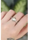  Gümüş Ayarlanabilir Zirkon Taşlı Yıldız Yüzük