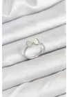 Pirinç Gümüş Renk Fiyonk Model Kadın Yüzük
